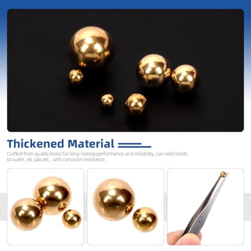 Glarks 160pcs 1-12mm 13 Sizes Precision Solid Brass Bearing Balls Assortment, Yellow Brass Hardness Round Ball, Industrial Ball Bearing for Machinery, Automotive, Valves, Ball Mill - size: 1-12mm