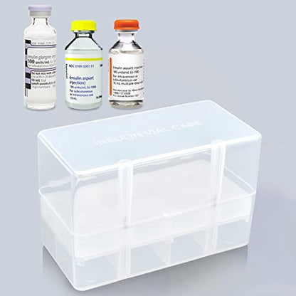 8-Holes Medication Vial Storage Box for Fridge, Insulin Vial Holder Organizer Case Fits Various 5ml-15ml Injectable Medicines Vials - Clear - color: White