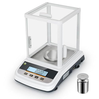 Lab Analytical Balance 500g x 0.001g Precision Digital Scale, with Windshield and RS232 Interface, for Scientific Laboratories, Research, Industrial, Kitchen, Food, Jewelry, 19 Units, 500g Weight - color: White-500g x 0.001g