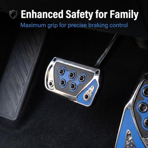 2 PCS Car Pedal Covers, Automatic Transmission Gas Brake Pedals Pads Non-slip Rubber Alloy Foot Pedal Plates, Fit Most Automatic Sedan SUV Truck (Blue) - color: Blue
