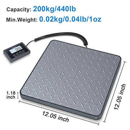 THINKSCALE Shipping Scale, 440 lb x 1 oz Digital Postal Scale, Hold & Tare