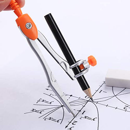 Vobou 10 pcs Math Geometry Set Student Supplies,Compass Kit Set (Orange） - color: Orange