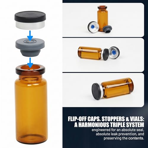 100 Pack 10ml Amber Glass Vials with Black Caps, 2.5 Dram Headspace Vials - color: Amber Vial Black Cap, size: 10ml