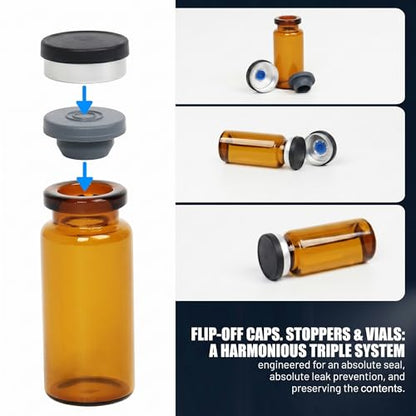 100 Pack 10ml Amber Glass Vials with Black Caps, 2.5 Dram Headspace Vials - color: Amber Vial Black Cap, size: 10ml