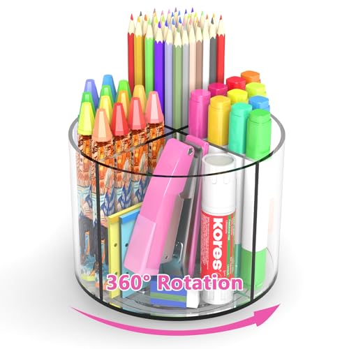 Small Pencil Organizer for Desk Acrylic Art Organizer Clear 4 Compartments - size: Medium no handle