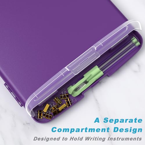 Rimilak Clipboard with Storage, 8.5 x 11'' High Capacity Clip Board, Purple - color: Deep Purple