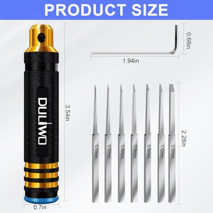 Model Scriber Chisel 7 Blades (0.1/0.2/0.4/0.6/0.8/1.0/2.0mm) - color: Black Gold