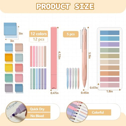 Jutom 39 Pcs Aesthetic Book Annotation Kit,Cream,Cute Style - color: Cream, style: Cute Style