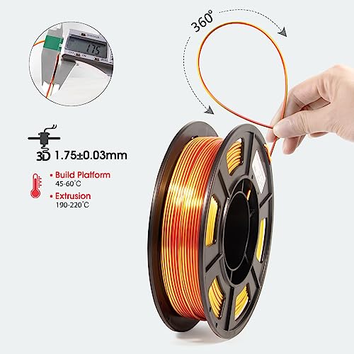 iSANMATE 3D Printer Filament, PLA Filament 1.75mm Bundle, Dual Color Filament Silk PLA, Dimensional Accuracy +/- 0.03 mm, 250g x 4 Pack(Gold+Red,Red+Green, Blue+Silver, Bronze+Silver) - color: A- Gold+red,red+green,blue+silver,bronze+silver