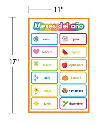 Carson Dellosa 16-Piece Spanish Early Learning Posters, 11" x 17" - style: Spanish Early Learning