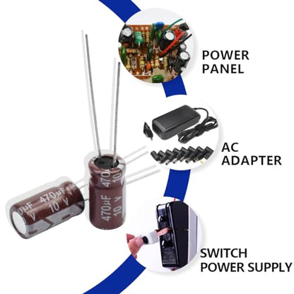 50 Pcs Electrolytic Capacitor 470uF 10V Aluminum Radial Electrolytic Capacitors - style: 10V 470uF