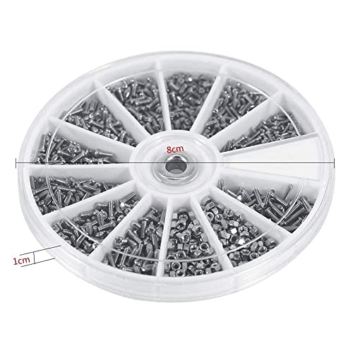 Screws and Nuts Assortment Kit 600pcs Small Nut Bolt Set Tiny Screw Electronics Hardware Fasteners Repair Tool with Storage Box for Watches Glassess