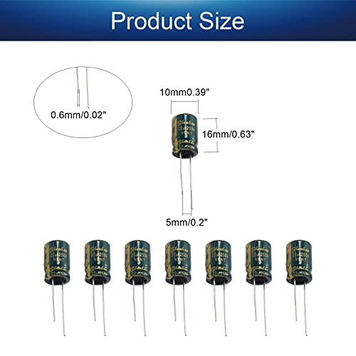 10Pcs Electrolytic Capacitor 22uF 250V with Aluminum Radial Leads, 10x16mm - size: 22uF 250V 10x16mm