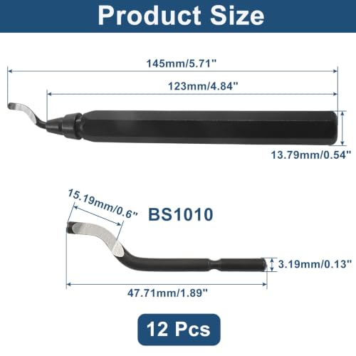 Deburring Tool with 12-Pcs BS1010 HSS Swivel Blades, Black Handle - color: Black