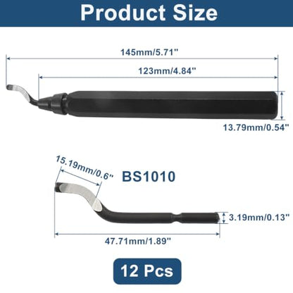 Deburring Tool with 12-Pcs BS1010 HSS Swivel Blades, Black Handle - color: Black