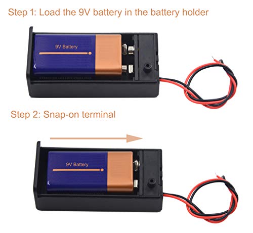 (Pack of 5 9v Battery Holder, 9 Volt Battery Holder with Switch, 9v Battery Case with Switch