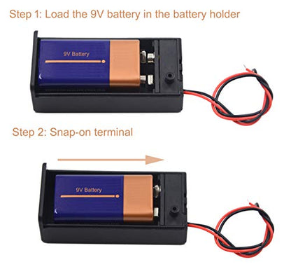 (Pack of 5 9v Battery Holder, 9 Volt Battery Holder with Switch, 9v Battery Case with Switch