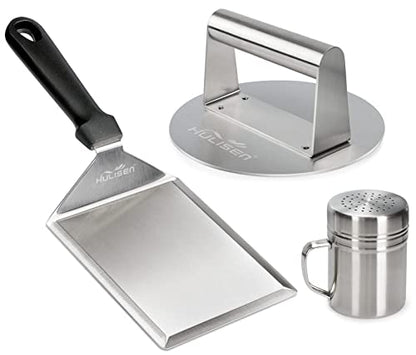 HULISEN Smashed Burger Kit, Stainless Steel Burger Press & Grill Spatula