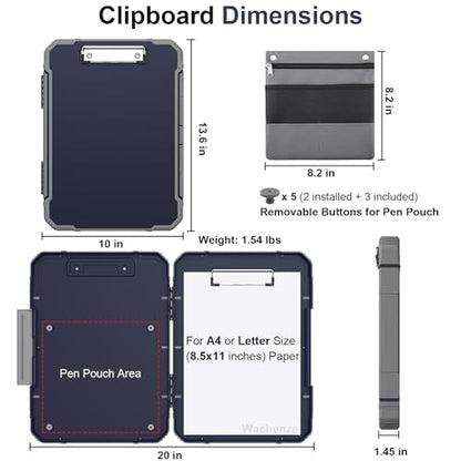 Clipboard, Clipboard with Storage, Heavy Duty Clip Boards 8.5x11, Protective Over Molded Edge, Plastic Clipboards, Contractor Folder with Internal Pen Pouch for Driver (Dark Blue) - color: Dark Blue