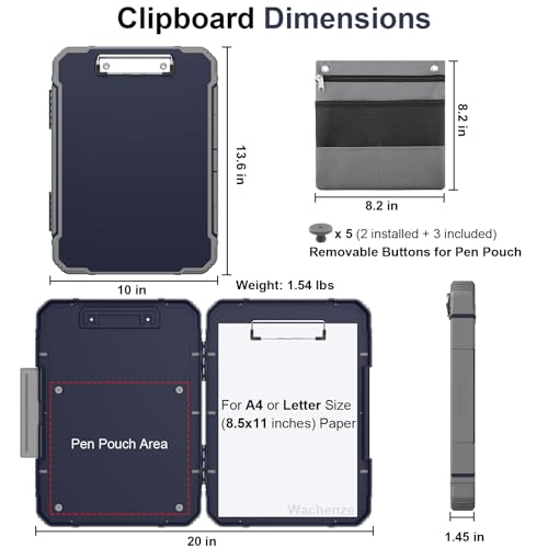 Clipboard, Clipboard with Storage, Heavy Duty Clip Boards 8.5x11, Protective Over Molded Edge, Plastic Clipboards, Contractor Folder with Internal Pen Pouch for Driver (Dark Blue) - color: Dark Blue