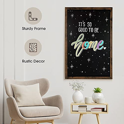 Loddie Doddie Rustic Wood Magnetic Board for Wall, Stain Resistant, 24"x36" - color: Rustic Frame, size: 36"W x 24"H