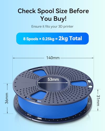JAYO Matte PLA 3D Printer Filament Bundle 1.75mm, 250g, 8-Pack - color: 0.25kg*8 (Black + White + Blue + Red + Pink + Orange + Light Yellow + Olive Green)