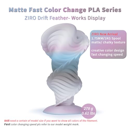 ZIRO 3D Printer Filament, Fast Color Change, Matte PLA 1KG, Drift Feather - color: Drift Feather (Matte)