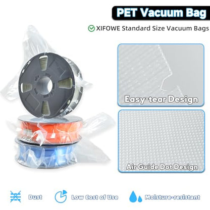 100Pcs 3D Filament Storage Bags Electric Pump Kit, PET Dry Vacuum Sealer Bags for Storing Items Such as 3D Printer Filament Less than or Equal to 1KG, Excluding Vacuum Pumps