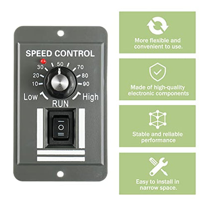 DC 12-60V Motor Speed Controller 20A Adjustable PWM Controller Switch Forward/Reverse Electric Motor Speed Regulator Suitable for DC Brush Motor