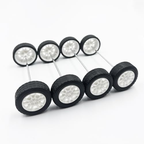 10PCS Toy Car Wheels 38mm Rubber Tire with 5PCS Shaft Round Axles for for DIY Model Toy RC Car Accessories (2.5X38MM) - style: 2.5X38MM