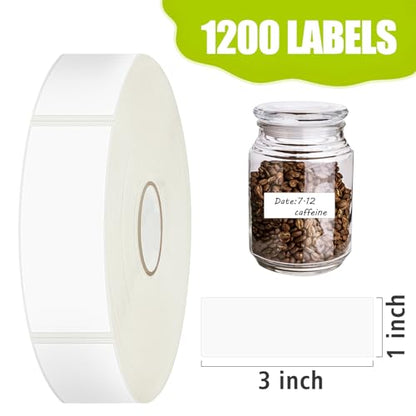 1200 Blank Removable Freezer Labels with Perforation Line for Easy Distribution and Use. Waterproof and Oil-Resistant, Suitable for Food Containers, Jars, and Kitchen Organization.(1 "x 3") - size: 1200 Pcs - 1 "x 3"