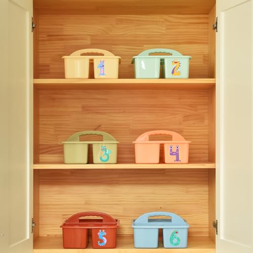 ALINK Plastic Classroom Caddy Organizer with Handle, 6-Pack 4 Compartments - color: Macaroon
