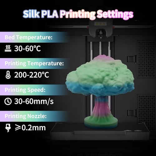 YOUSU 3D Printer Filament 1.75MM Silk PLA Filament Rainbow Color, 10 * 250g Pack Filament Bundle for 3D Printer. - color: 1-rainbow Color Pack
