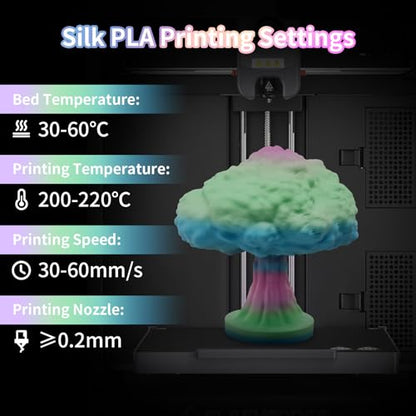 YOUSU 3D Printer Filament 1.75MM Silk PLA Filament Rainbow Color, 10 * 250g Pack Filament Bundle for 3D Printer. - color: 1-rainbow Color Pack