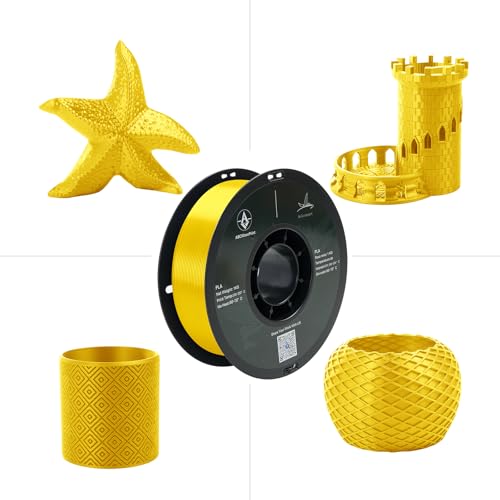 PLA 3D Printer Filament, Dimensional Accuracy +/- 0.02 mm, 1 kg Spool(2.2lbs), 1.75 mm，Yellow - color: 1kg Yellow