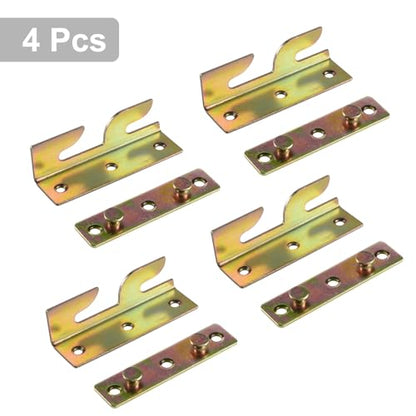 RUIAN Bed Rail Brackets Set of 4, Heavy Duty Iron Bed Hinges Replacement Parts for Wood Bed Frames, Headboard, Footboard, with Screws, 80x23x21mm - color: 4PCS,YELLOW