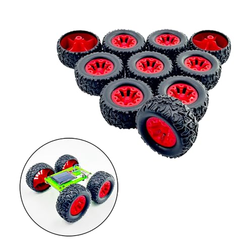 10PCS Toy Car Wheels Toy Car Rubber Tire Wheels with 5PCS Shaft Round Rod Axles for RC Car Truck Robot DIY Model Toy Parts (2x20x44mm) - style: 2x20x44mm