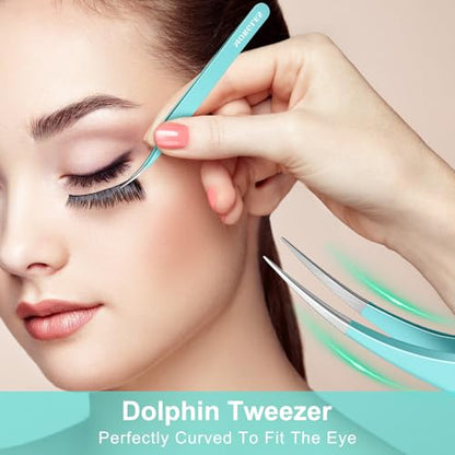 MORGLES Lash Tweezers for Eyelash Extensions, 5 Pcs Eyelash Tweezers - color: White