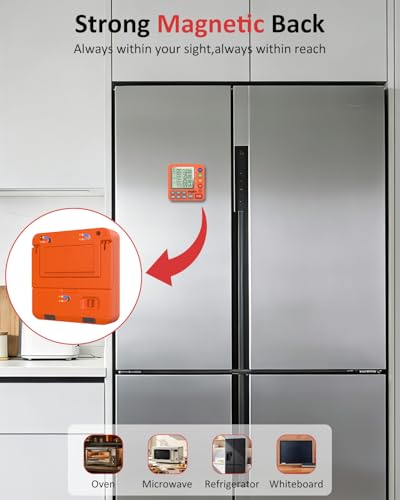 Digital Kitchen Timer with 4 Channel, Loud Alarm and Silent Mode - color: Orange