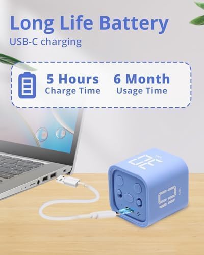 LUCKY TIME Rotating Productivity Timer 5/10/30/60min, Flip Timer, ADHD Tool - color: Blue