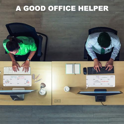 TSJ OFFICE Desktop Whiteboard Dry-Erase-Board - Computer Keyboard Stand White Board Surface Pad with Drawer, Desk Organizers with Accessories for Office, Home, School Supplies - color: White Base/Glass-weekly Calendar