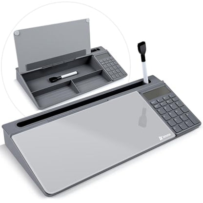 Varhomax Glass Desk Whiteboard Gray with Calculator - color: Calculator-gray