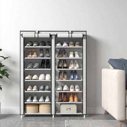JIUYOTREE 7-Tier Shoe Rack Shoe Storage Organizer Ash Gray - color: Ash Grey
