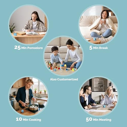 KADAMS Visual Timer – Cube Pomodoro Timer, LED Countdown Ring & Count Up Mode, Silent Flip Productivity Timer for Study, Classroom, Office, Cooking (Blue 5-10-25-50 min) - color: Blue 5-10-25-50 Min