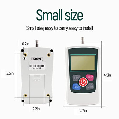 500N Digital Force Gauge Push and Pull Tester Meter with 4 Measurement Units N Kg Lb Oz, Automatic Backlight, Buzzer Alarm Function,1% Accuracy - size: 500N