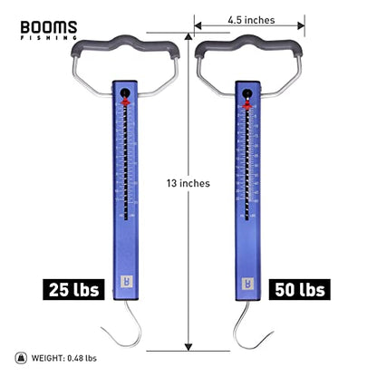Booms Fishing TS2 Aluminum Tube Fish Scale, Spring Fishing Drag Scale, Easy to Read Hanging Scale, 50 lbs Pull Scales, Widely Used for Hooks Tension, Rigs Tension, Fishing Scale, Luggage Scale - size: 50 lbs