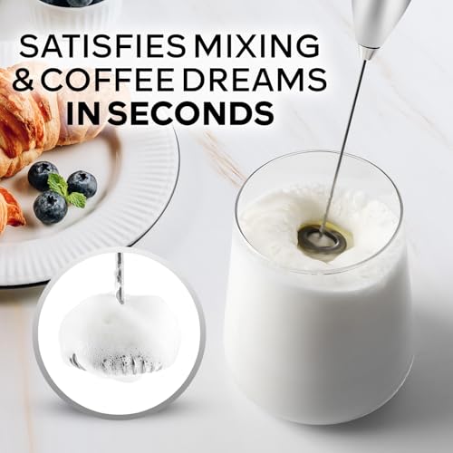 Zulay Kitchen Powerful Milk Frother Wand With Duracell Batteries - Ultra Fast Handheld Drink Mixer - Electric Whisk Foam Maker for Coffee, Lattes, Cappuccino & Matcha - Z1 Motor - Premium Silver - color: 08 - Alpha Silver, size: Z1 Motor + Batteries