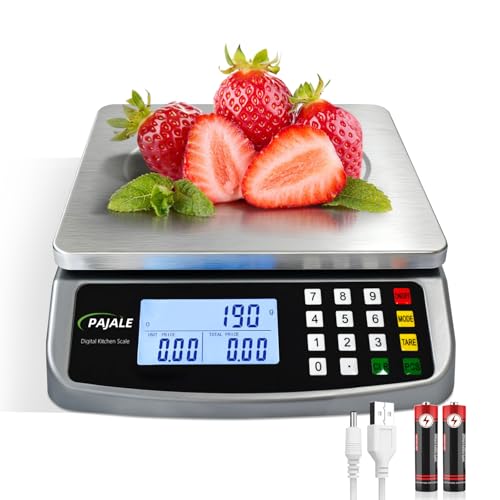 110lb/50kg Food Scale, Large Digital Kitchen Scale 0.05oz/1g Commercial Scale for Food 304 Stainless Steel Counting Scale for sourdough Bread Baking Cooking Meat Restaurant Vegetables Farm - color: DARK GRAY 50KG