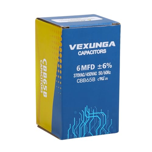 VEXUNGA 6uF 6 MFD 370VAC 440VAC 450VAC 50/60Hz CBB65B Round Run Start Capacitor for AC Unit Fan Motor Start or Pool Pump or Air Condenser Straight Cool - style: [V02] 6uF Round