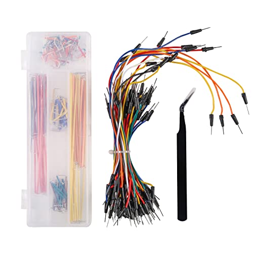 Breadboard Jumper Wires Kit 4pcs 400 & 830 Point Solderless Breadboards, 560pcs 2-125 mm U-Shape JumperWires &Tweezer, 65pcs M/M Flexible Jumper Wire and 3pcs 20pin Dupont Wire for Arduino